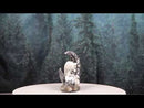 Winter Snow White Wolf Mother With Pup By Snowy Crater Crescent Moon Figurine