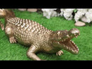 Large 2 Feet Gold Patina Crocodile Baring Jaws and Razor Teeth Garden Statue