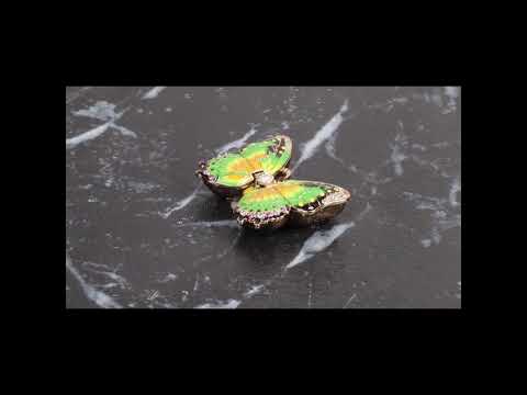 Green Monarch Butterfly Crystal Trinket Box