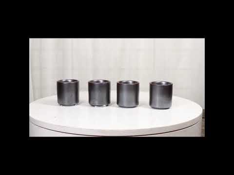 Set of 4 Iron Black Clay Tetsu Kesho Porcelain 1.25oz Ochoko Yuzu Cups