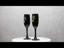 Til Death Do Us Party Series Skull Face Black & Gold Glass Champagne Flute Set