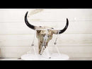 Southwestern Buffalo Cow Skull With Turquoise Silver Face Jewelry Wall Decor