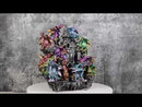 Medieval Colorful 12 Mini Dragons On Mountain Stonewall Castle Display Stand Set