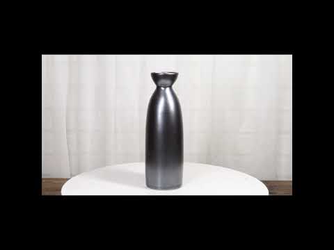 Set Of 6 Porcelain Tetsu Kesho Iron Balck Japanese Wine Sake Tokkuri Flasks 9oz