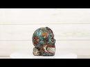 Faux Leather Turquoise Floral Scrollwork with Layered Cross Skull Money Bank