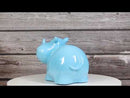 Whimsical Pastel Blue Pachyderm Rhino Money Coin Savings Piggy Bank Figurine