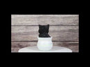 Lifelike Black And White Tuxedo Cat In Pastel Artsy Pot With Glass Eyes Figurine