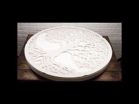 White 23"D Oversized Celtic Tree of Life Medallion Metal Wall Circle Plaque