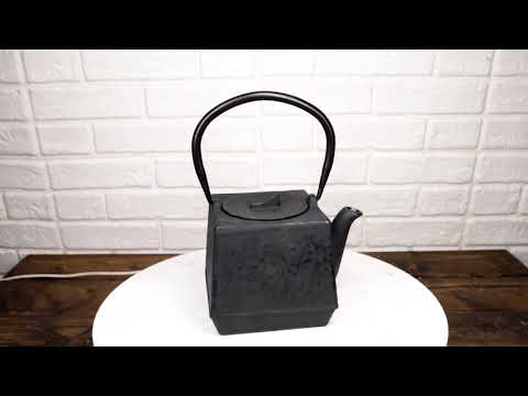 Black Traditional Square Tetsubin Medium Cast Iron Teapot 28oz Tea Pot W/ Handle