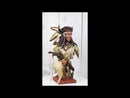 Native Indian Chief Warrior Hunter With Buffalo Horns And Feathers Bust Figurine