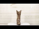 Western Wild Horse with Floral Scrollwork Faux Wood Cowboy Boot Vase Holder