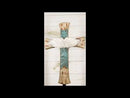 Rustic Western Angel Wings Turquoise Horse And Floral Tooled Leather Wall Cross