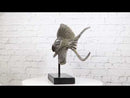 Nautical Marine Silver Tone Anthias Fish Sculpture With Museum Pole Stand Decor