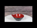Pack Of 6 Red And Black Melamine Small Soup Salad Rice Bowls With Handle 5"L