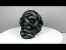 Aztec Quetzalcoatl Green Slithering Snake Serpents Cranium Skull Figurine