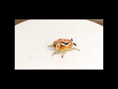 Orange Ladybug Crystal Trinket Box