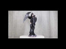 Gothic Messenger Black Cloaked Fairy With Raven Wings Holding Skull Figurine
