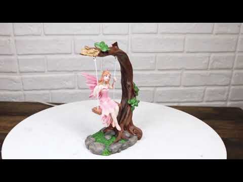 Pink Fairy on Tree Branch Swing Figurine | Ebros Gift