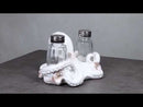 Antique White Nautical Marine Cephalopod Octopus Salt Pepper Shakers Holder Set
