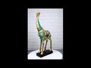 Large Safari Savannah Green Bejeweled Masai Giraffe With Black Base Figurine 16"