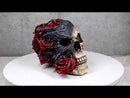 Day of The Dead Romantic Gothic Thorny Red Roses Two Faced Skull Figurine