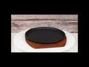 Personal Size Cast Iron Round Fajita Steak Pan Skillet With Wood Trivet Base8"D
