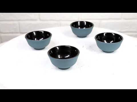 Teal Blue Textured Japanese Tetsubin Style Cast Iron Mini Tea Cups Set of 4