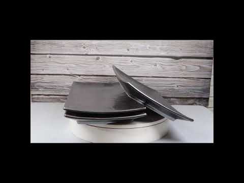 Tetsu Kesho black porcelain long rectangular serving platters, set of 3