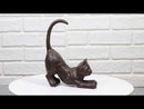 Cast Iron Crouching Feline Kitten Cat With Pointed Tail Ring Holder Figurine