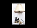 Rustic Western Whimsical Forest Black Bears Resting On Tree Log Table Lamp