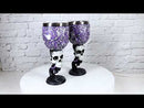 Set Of 2 Gothic Death's Desire Silver Scrollwork Victorian Skull Wine Goblets