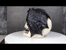 Gothic Nocturnal Vampire Bat Perching On Dracula Fanged Skull Figurine