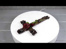 Rustic Western Red Roses Stalk With Barbed Wires Faux Wooden Wall Cross Decor