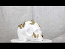 Metamorphosis Golden Butterflies On White Skull Halves Figurine Bookends Set