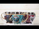Set Of 6 Colorful Cameo Tarot Moth Skeletons Dragons Cat Magic Tea Cup Mugs