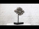 Marine Silver Tone Diamond-Tail Flasher Wrasse Fish Sculpture With Pole Stand