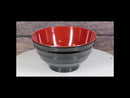 Set Of 6 Red And Black Round Ridged Body Soup Salad Rice Melamine Bowls 6.5"D