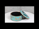Turquoise And Gold Scrollwork Death Moth Skull Decorative Trinket Jewelry Box