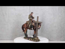 Western Cowboy in Solemn Prayer On Horse By Faded Cross And Cactus Figurine