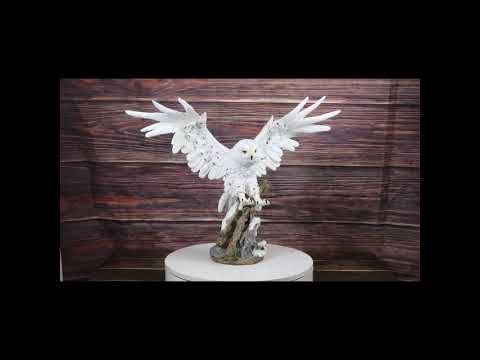 Winter Snowy Owl with Outstretched Wings Statue | Ebros Gift