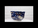 Midnight Blue Plum Blossoms Large 24Oz Donburi Ramen Bowl With Chopsticks Set