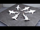 Set Of 6 Antique White Sharks Ocean Marine Wall Hanging Decor Tree Ornaments