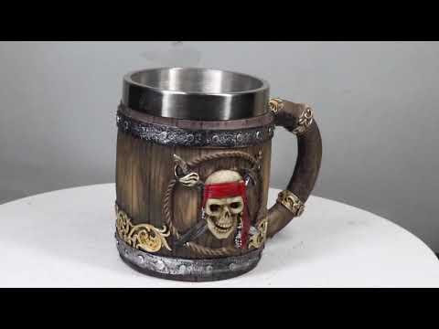 Pirate Skull Barrel Tankard Mug | Ebros Gift