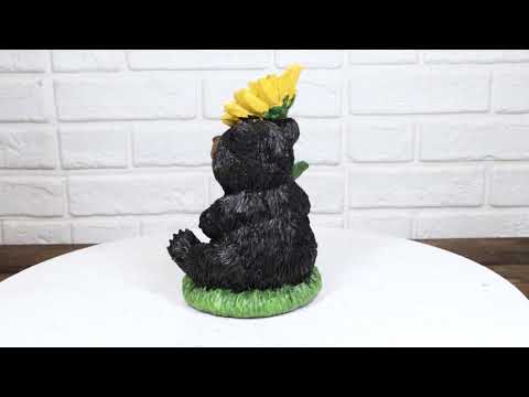 Black Bear with Sunflower Figurine | Ebros Gift