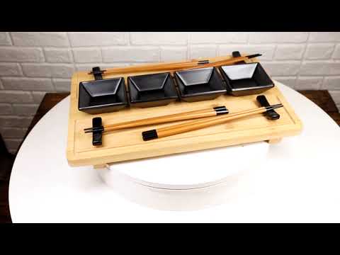 Traditional Japanese Sushi Set Serves 4 Chopsticks Sauce Dishes Rests And Tray
