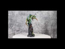 Metallic Green Dragon Perching On Rocky Mountain Stonewall Castle Tower Figurine