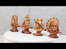 Set of 4 Native American Sioux Indian Tribal Warrior Chief Faux Wood Figurines