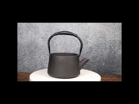 Black Straight Edge Cast Iron Teapot 33oz | Ebros Gift