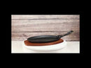 Personal Size Cast Iron Oval Fajita Steak Pan Skillet With Wood Trivet Base