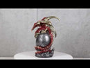 Fantasy Red Gold Dragon On Giant Egg LED Cavern With Medieval Castle Figurine